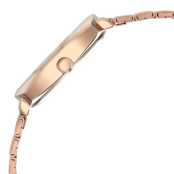 Fastrack Vyb Minimalist Quartz Analog Silver Dial Rose Gold Color Metal Strap Watch For Girls - image number 4