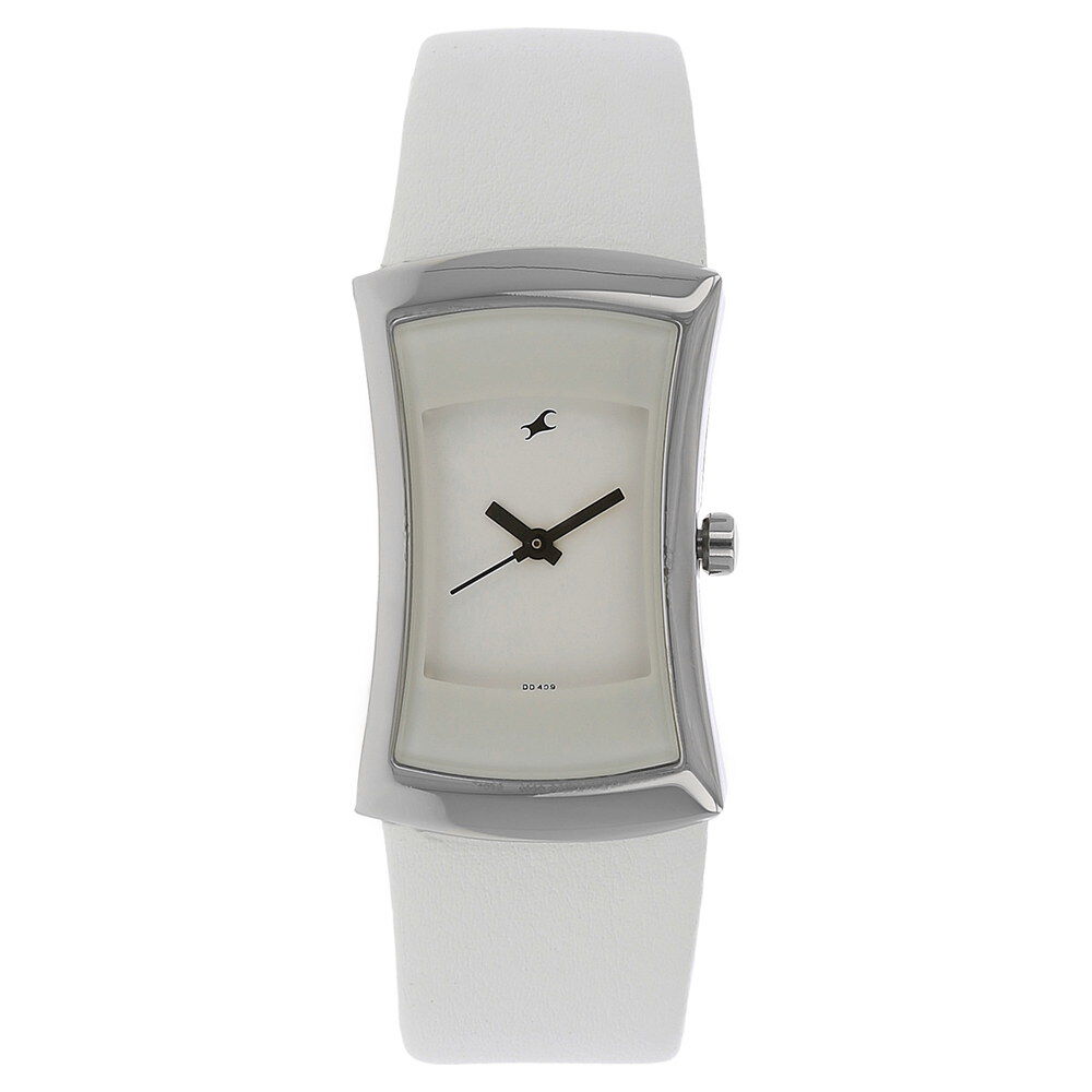 Buy Online Fastrack Quartz Analog White Dial Leather Strap Watch for Girls ns6093sl01 Fastrack