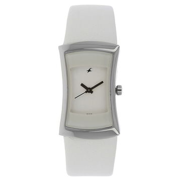 Fastrack Quartz Analog White Dial Leather Strap Watch for Girls