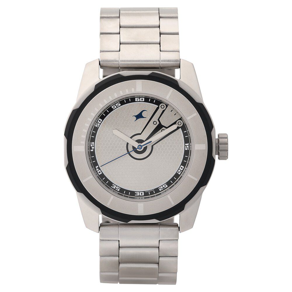 Buy Online Fastrack Quartz Analog Silver Dial Stainless Steel Strap Watch for Guys np3099sm01 Fastrack