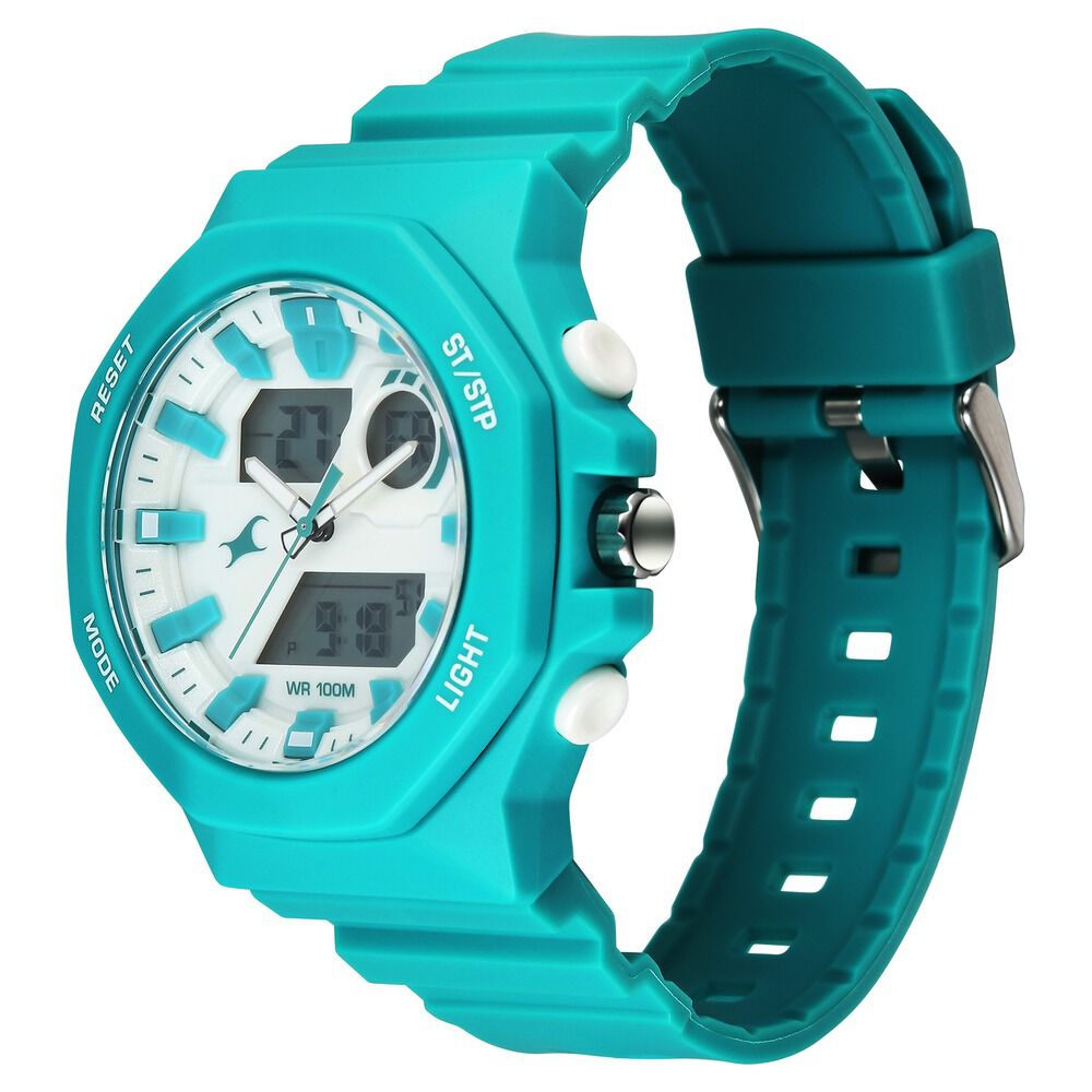 Buy Online Fastrack Streetstyle Quartz Digital Silver Dial Teal PU