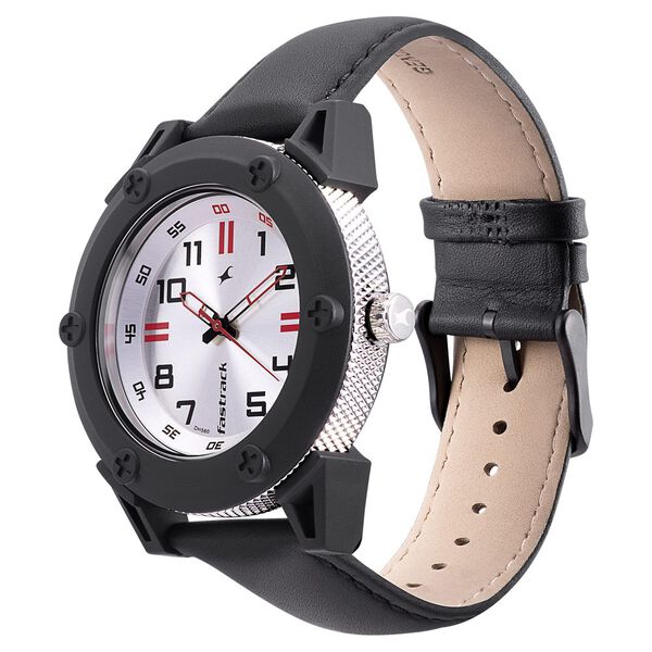 Fastrack Modular Quartz Analog Silver Dial Leather Strap Watch for Guys - image number 2
