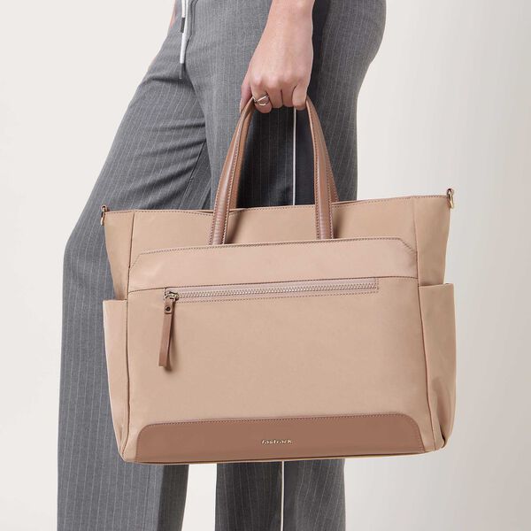 Nylon edit laptop tote -  beige - image number 0