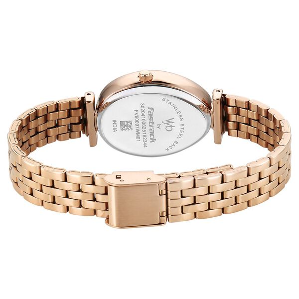 Vyb Prodigy By Fastrack Quartz Analog Silver Dial Rose Gold Stainless Steel Strap Watch For Girls - image number 6