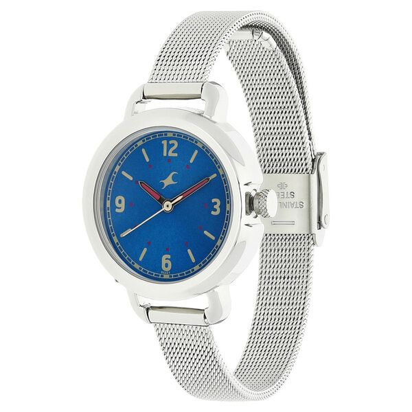 Fastrack Bare Basics Quartz Analog Blue Dial Stainless Steel Strap Watch for Girls - image number 1