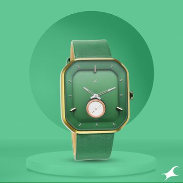 Fastrack After Dark Quartz Analog Green Dial Leather Strap Watch for Guys