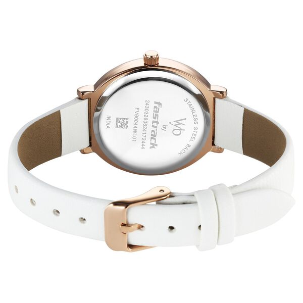 Fastrack Vyb Spotlight Quartz Analog Mother of Pearl Dial White Leather Strap Watch For Girls - image number 5