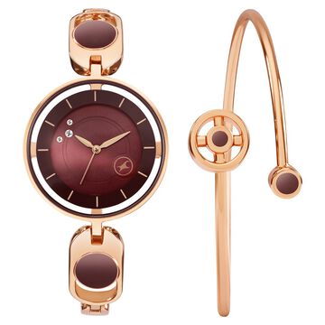 Fastrack Pulse Quartz Analog Brown Dial Metal Strap Watch For Girls