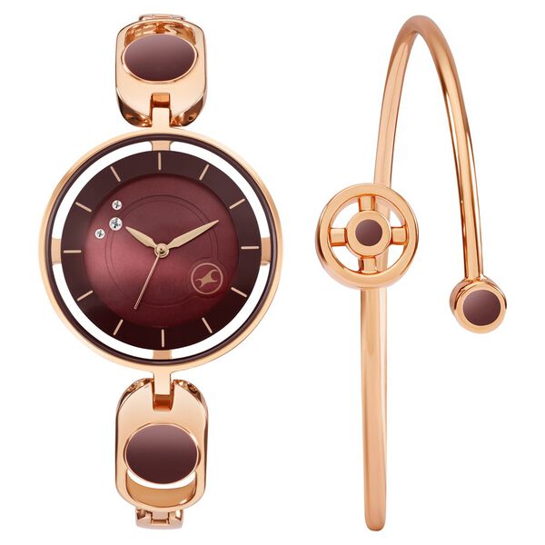 Fastrack Pulse Quartz Analog Brown Dial Metal Strap Watch For Girls - image number 0