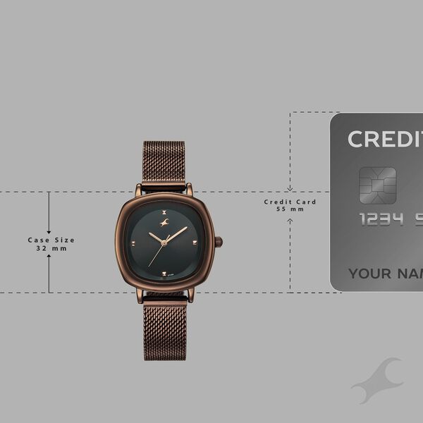 Fastrack Stunners Quartz Analog Black Dial Brown Stainless Steel Strap Watch For Girls - image number 3