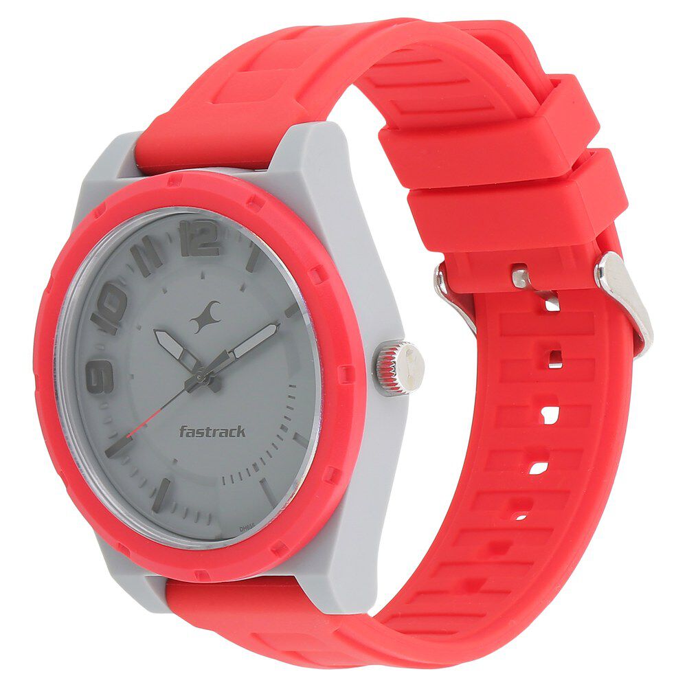 Buy Online Fastrack Trendies Quartz Analog Grey Dial Silicone Strap Watch for Guys 38040pp04 Fastrack