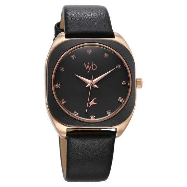 Vyb Muse By Fastrack Quartz Analog Black Dial Leather Strap Watch For Girls - image number 1