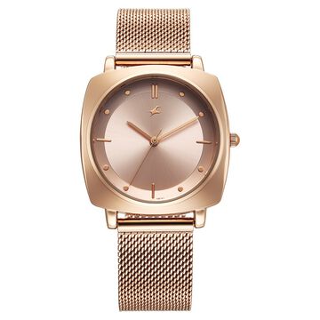 Fastrack Stunners X Quartz Analog Rose Gold Dial Stainless Steel Strap Watch For Girls