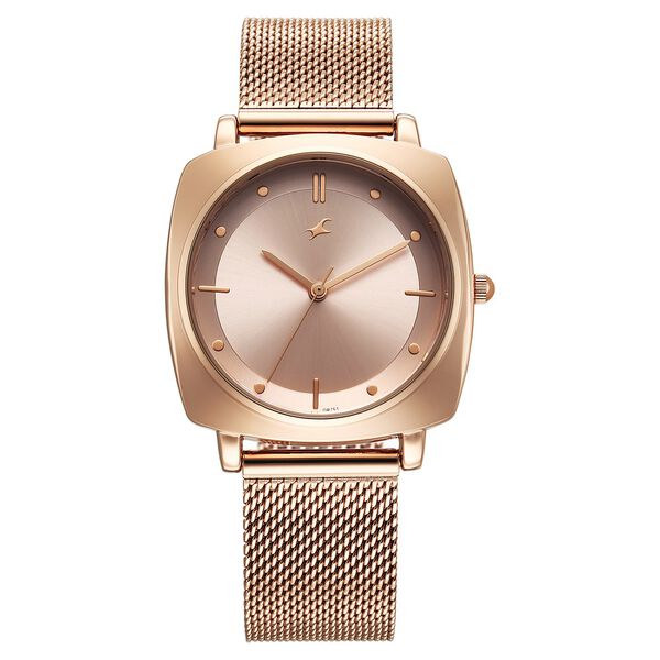 Fastrack Stunners X Quartz Analog Rose Gold Dial Stainless Steel Strap Watch For Girls - image number 0