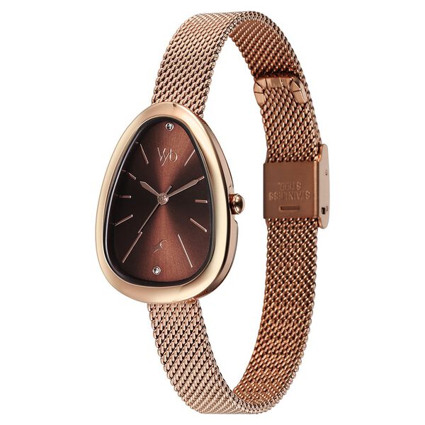 Vyb Prodigy By Fastrack Quartz Analog Brown Dial Metal Strap Watch For Girls - image number 3