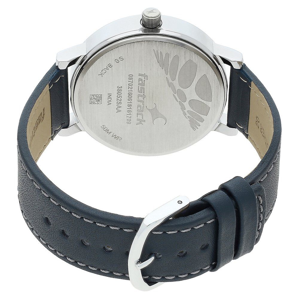 Buy Online Fastrack Bold Quartz Analog Blue Dial Leather Strap Watch for Guys 38052sl06 p Fastrack