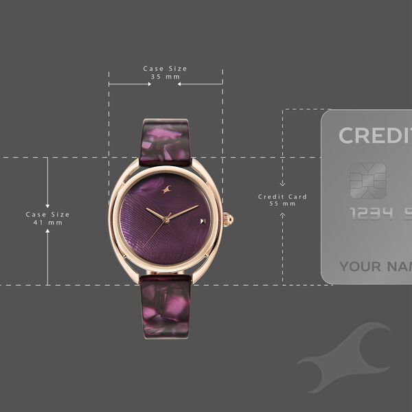 Fastrack Younique Quartz Analog Purple Mother Of Pearl Dial Two Toned Acetate & Metal Strap Watch For Girls - image number 3