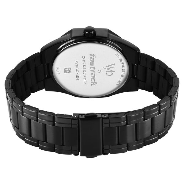 Vyb Quest By Fastrack Quartz Analog Blue Dial Black Metal Strap Watch For Guys - image number 5