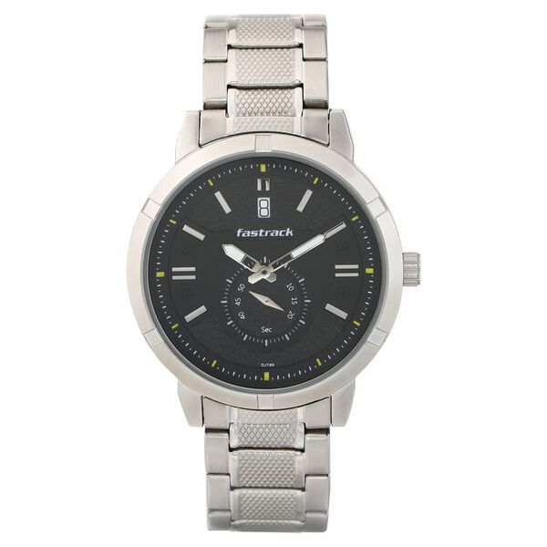 Fastrack Go Skate Quartz Analog with Day and Date Black Dial Stainless Steel Strap Watch for Guys - image number 1