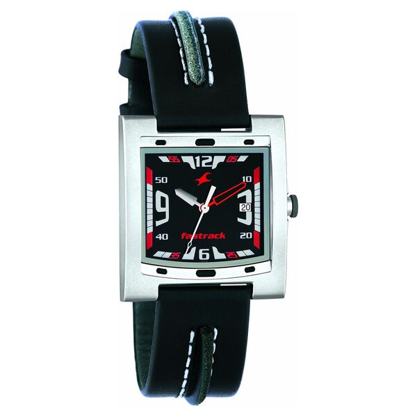 Fastrack Quartz Analog Black Dial Leather Strap Watch for Guys - image number 0