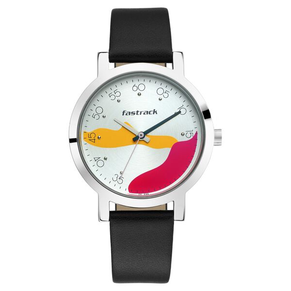 Fastrack Bare Basics Quartz Analog Silver Dial Leather Strap Watch for Girls - image number 2