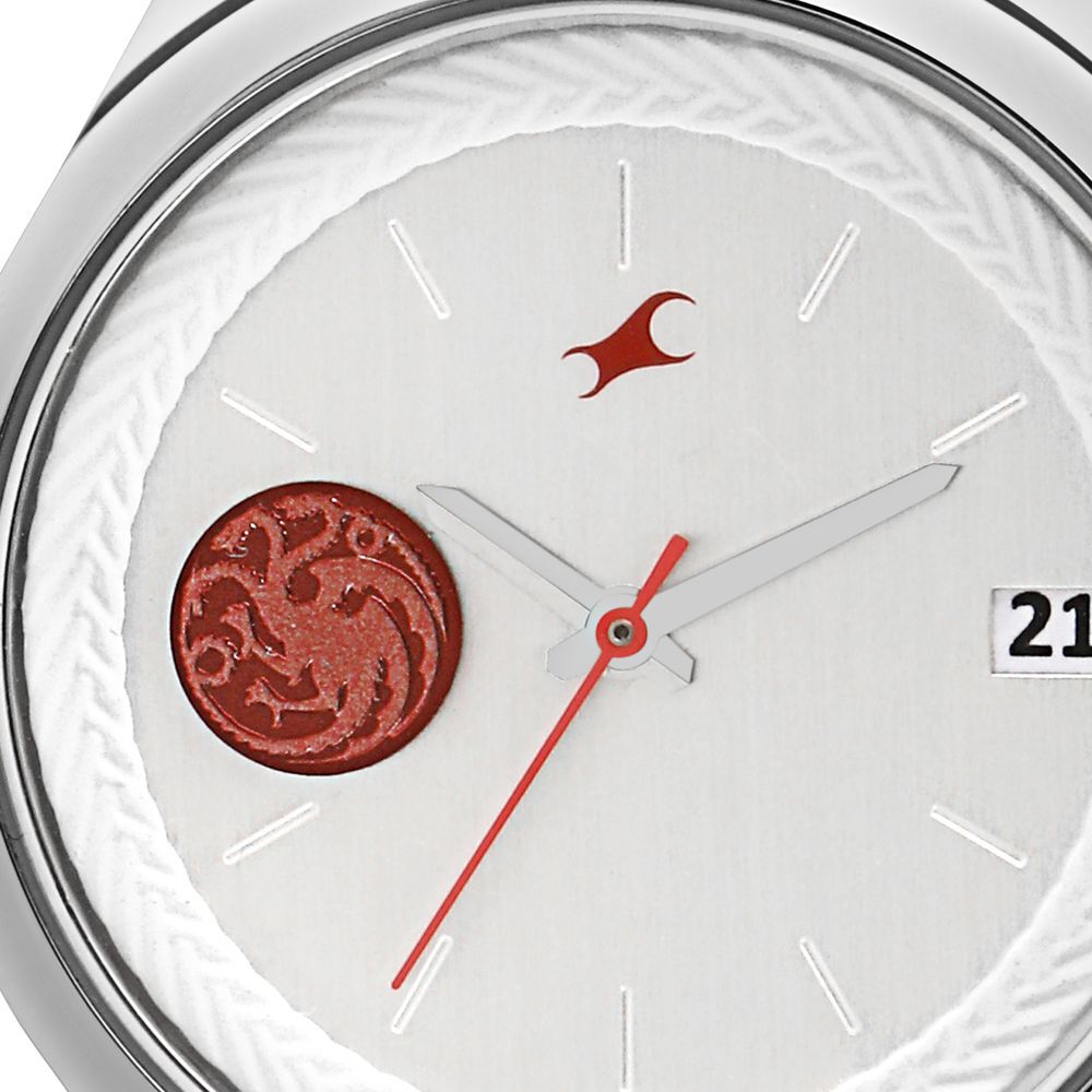 Buy Online Fastrack Game Of Thrones Quartz Analog with Date White Dial Stainless Steel Strap Watch for Girls nm6197sm01 Fastrack
