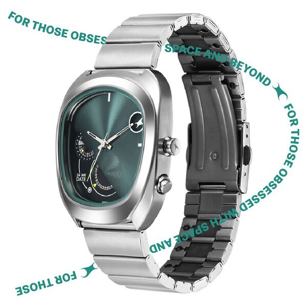 Fastrack UFO Quartz Multifunction Green Dial Silver Stainless Steel Strap Watch For Guys - image number 4
