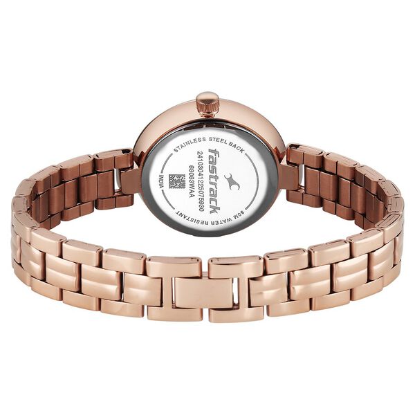 Fastrack Stunners Quartz Analog Teal Dial Rose Gold Stainless Steel Strap Watch For Girls - image number 5