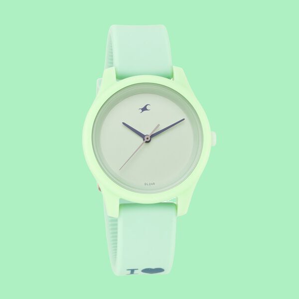 Fastrack Monochrome Quartz Analog Green Dial Silicone Strap Watch for Girls - image number 0