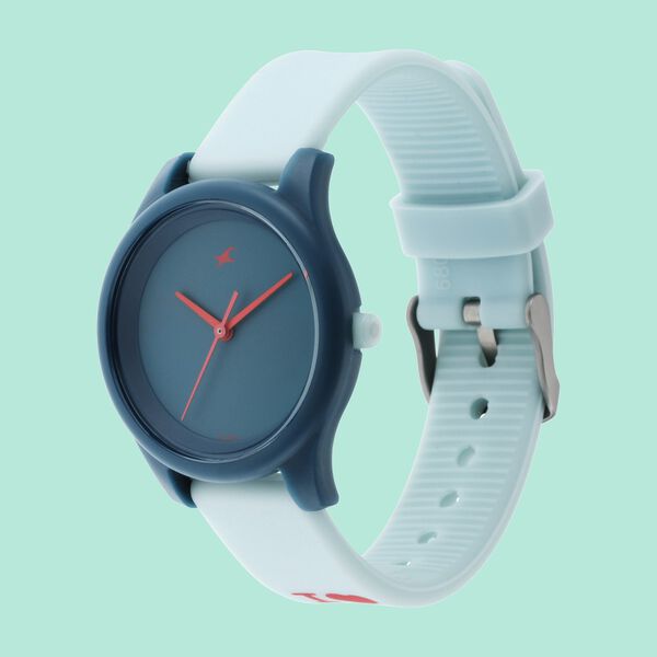 Fastrack Monochrome Quartz Analog Blue Dial Silicone Strap Watch for Girls - image number 2