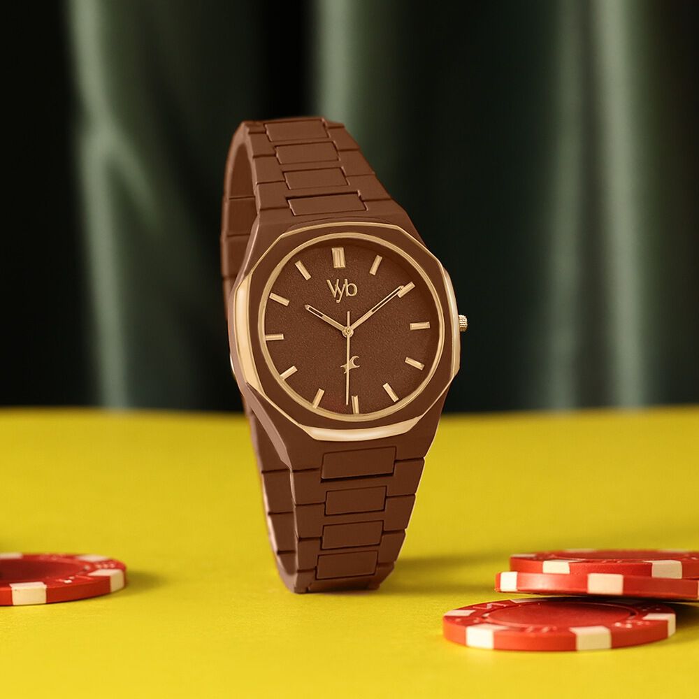 Buy Online Vyb Hustler By Fastrack Quartz Analog Brown Dial Brown