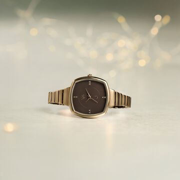 Fastrack Vyb Muse Quartz Analog Khaki Dial Metal Strap Watch For Girls