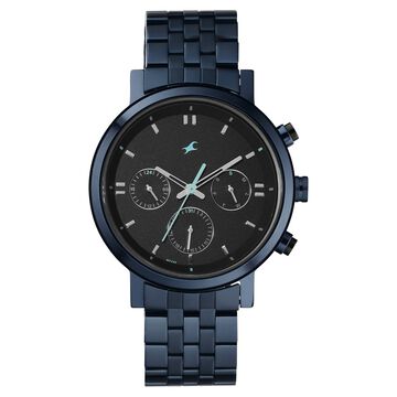 Fastrack Tick Tock Quartz Analog Black dial Metal Strap Watch for Guys