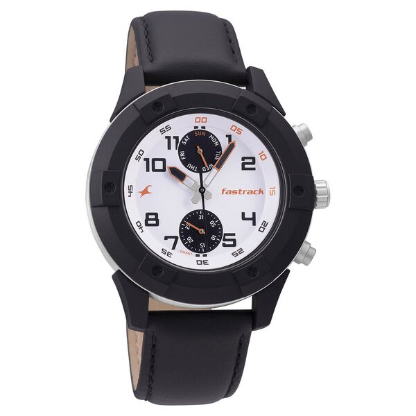 Fastrack Modular Quartz Analog White Dial Leather Strap Watch for Guys - image number 0