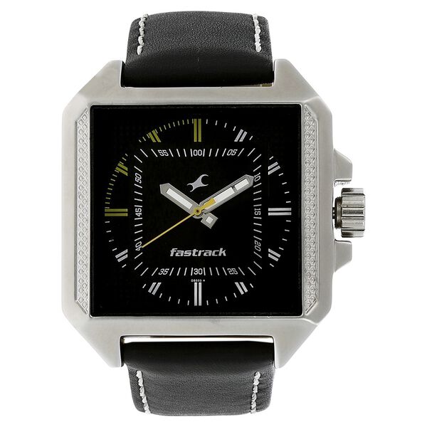 Fastrack Quartz Analog Black Dial Leather Strap Watch for Guys - image number 0