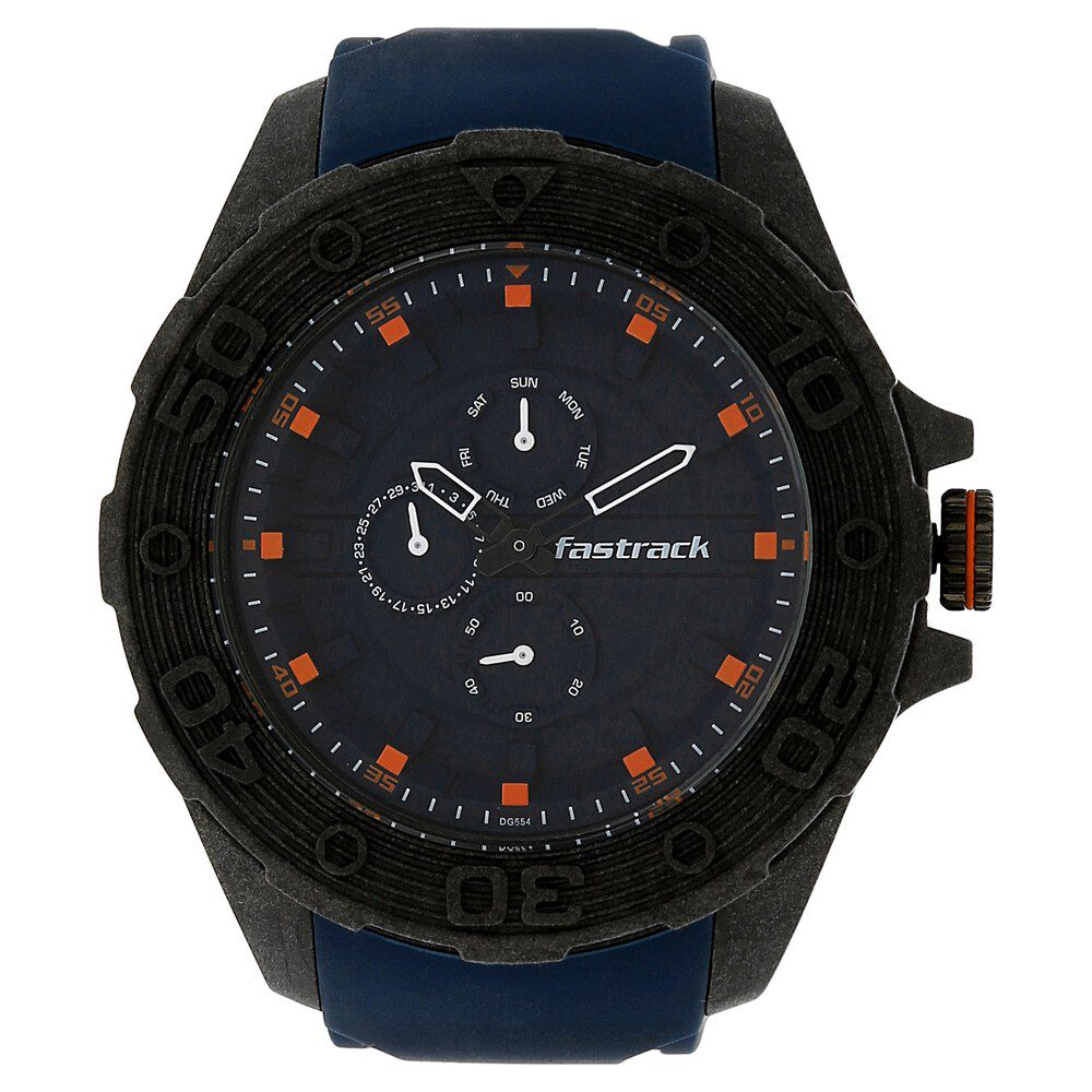 Buy Online Fastrack Light Weight Quartz Multifunction Blue Dial Silicone Strap Watch for Guys 38030pp03j p Fastrack