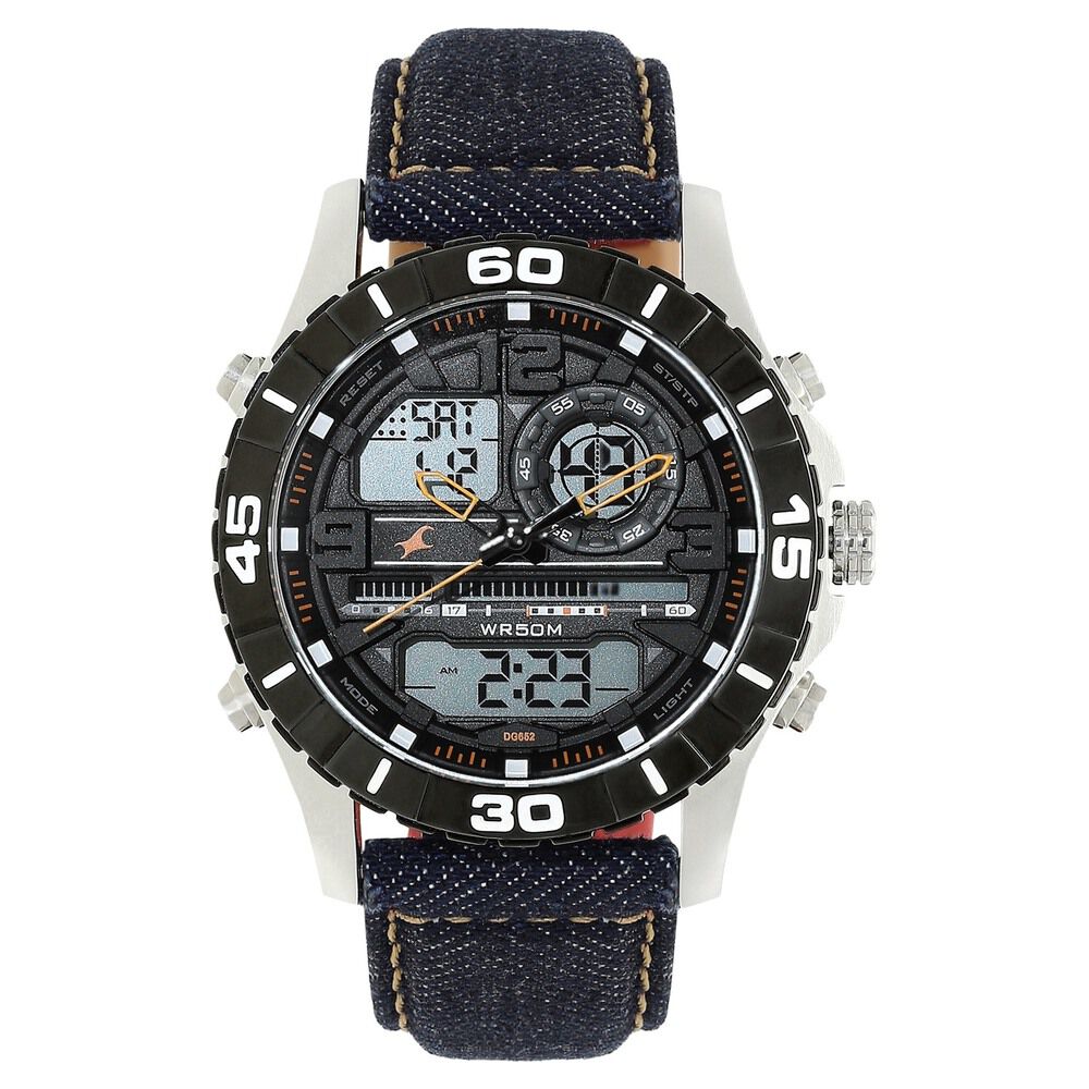 Fastrack Denim Quartz Analog Digital Black Dial Denim Strap Watch