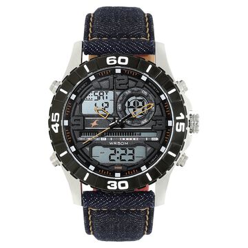 Fastrack Denim Quartz Analog Digital Black Dial Denim Strap Watch for Guys
