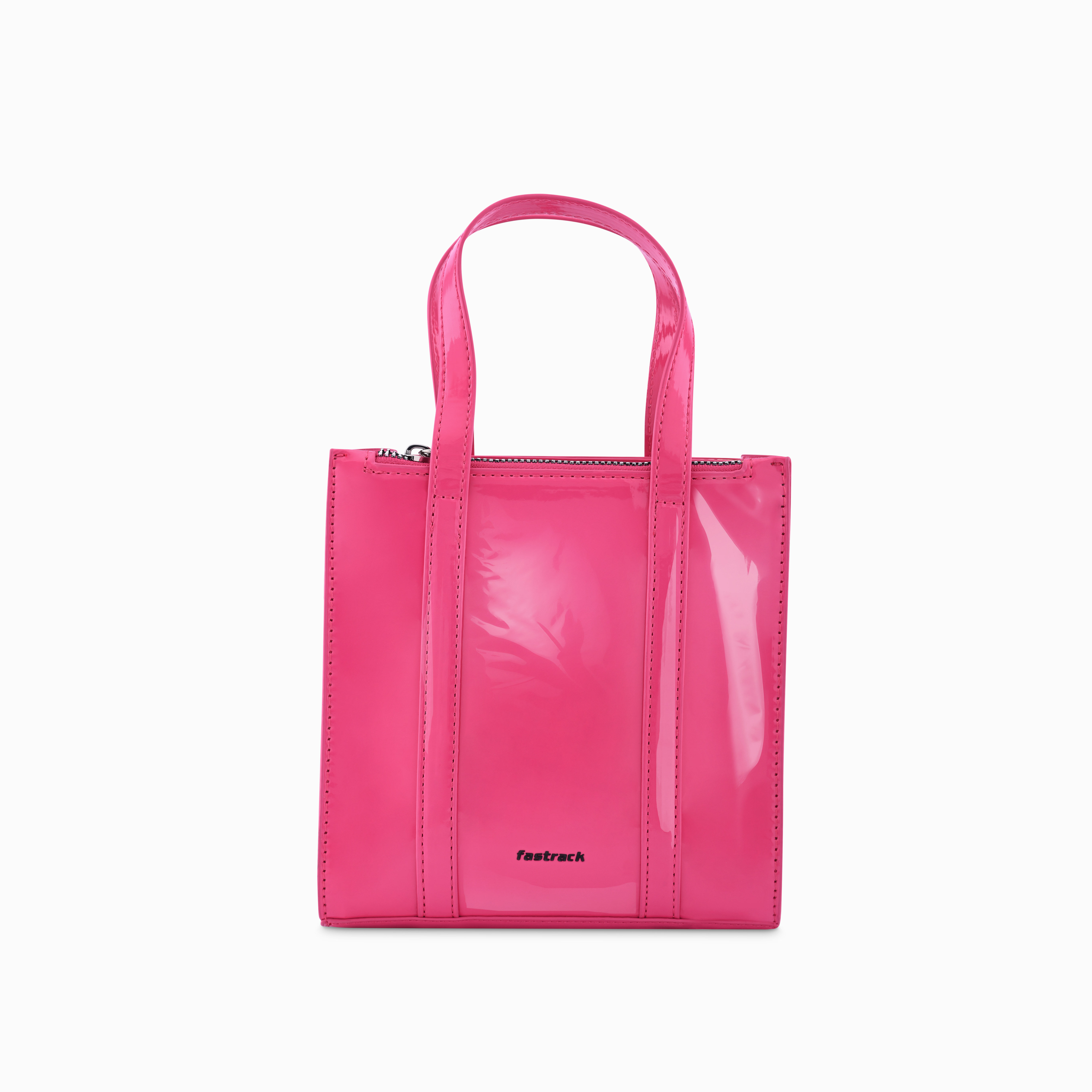 Buy Online Fastrack Faux Leather Zipper Satchel in Pink