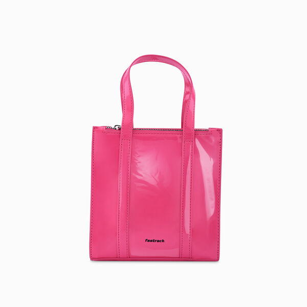 Fastrack Faux Leather Zipper Satchel in Pink - image number 2