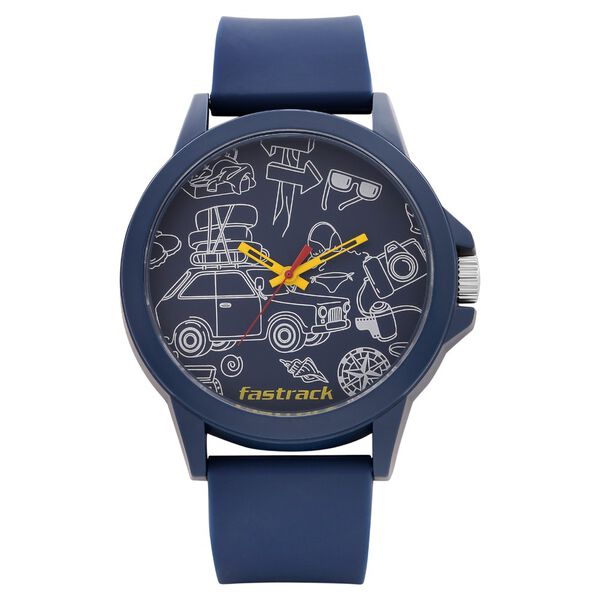 Fastrack Quartz Analog Blue Dial Silicone Strap Watch for Unisex - image number 0