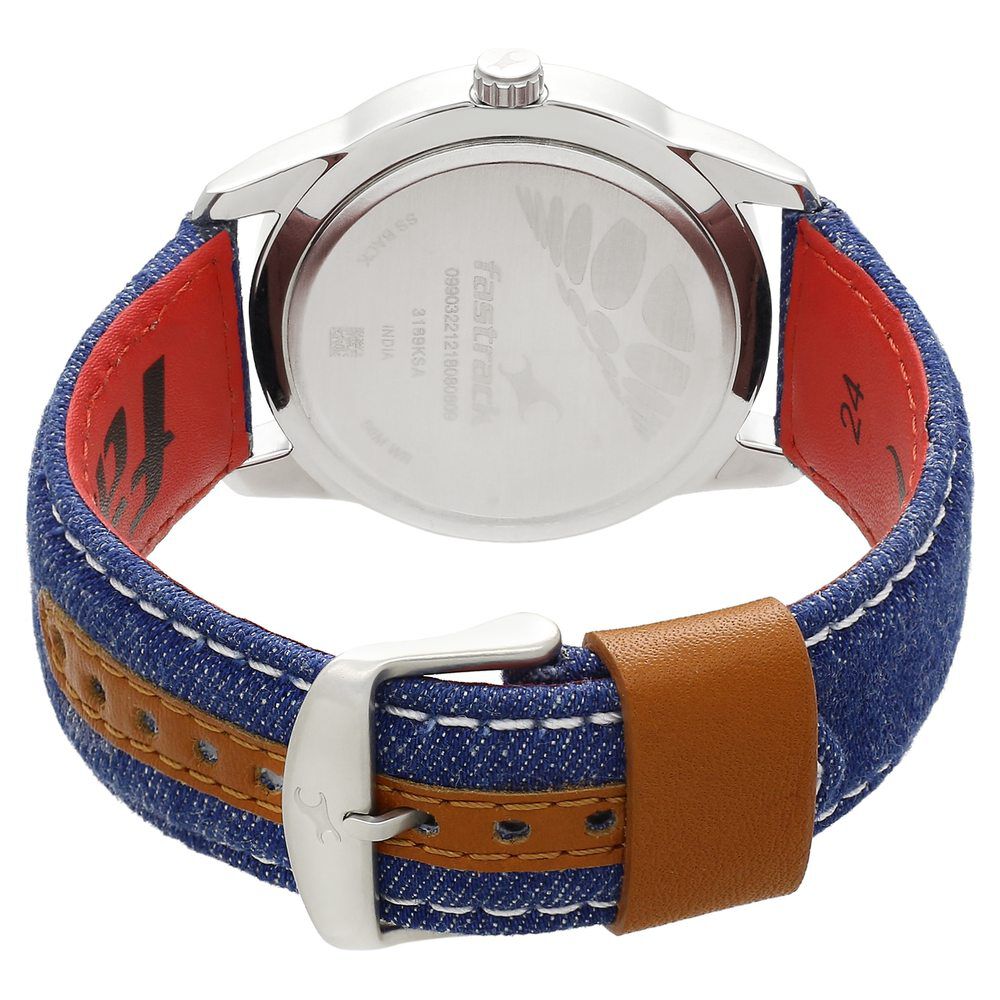 Buy Online Fastrack Denim Quartz Analog Blue Dial Denim Strap Watch for Guys nn3189kl02 Fastrack