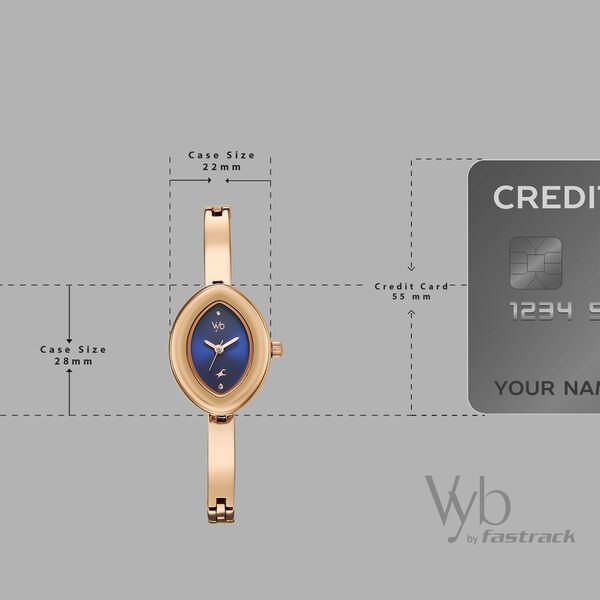 Vyb Luna By Fastrack Quartz Analog Blue Dial Rose Gold Metal Strap Watch For Girls - image number 3