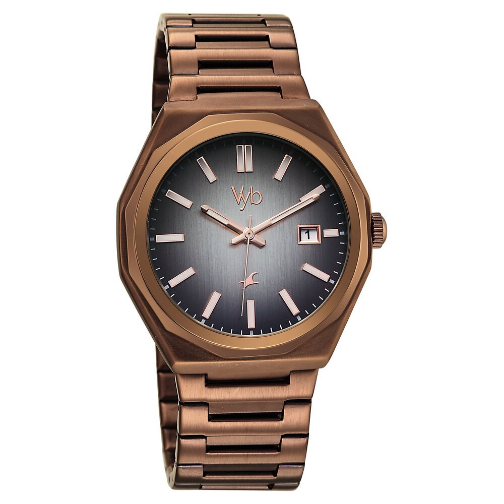 Buy Online Vyb Orion By Fastrack Quartz Analog Grey Dial Brown