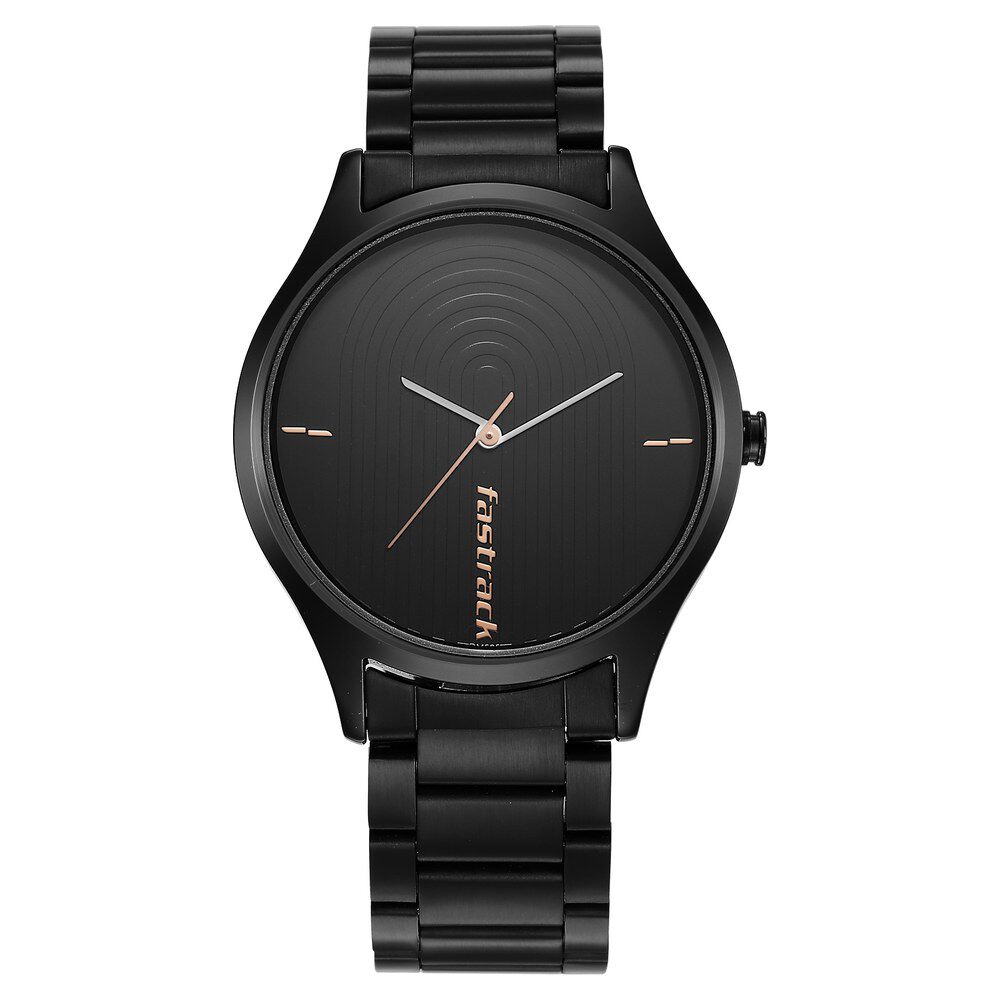 Buy Online Fastrack Style Up Quartz Analog Black Dial Stainless Steel Strap Watch for Guys ns3184nm02 Fastrack