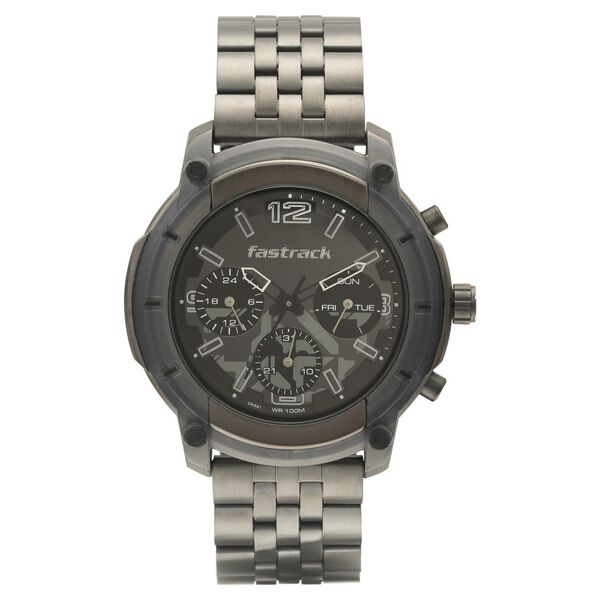 Fastrack Gamify Quartz Analog Black Dial Metal Strap Watch for Guys - image number 1