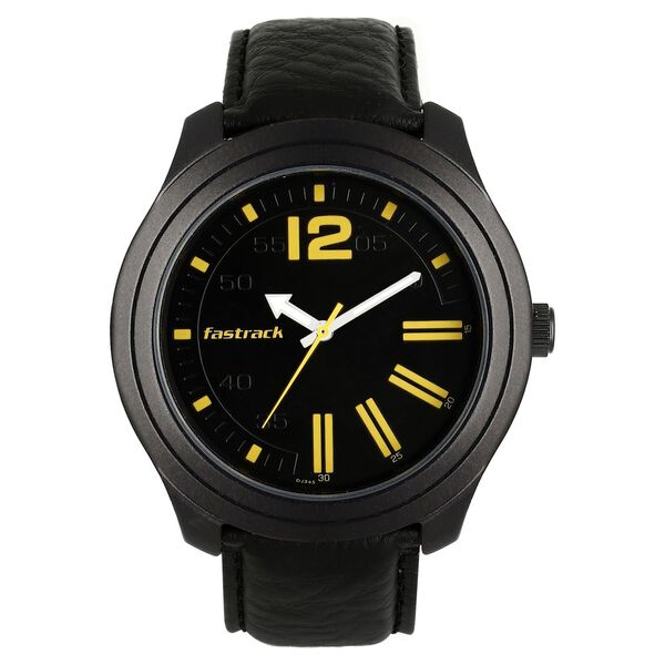 Fastrack Road Trip Quartz Analog Black Dial Leather Strap Watch for Guys - image number 0