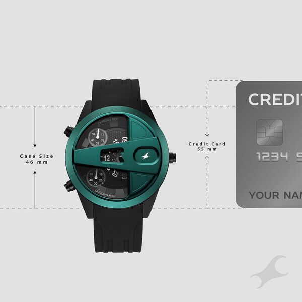 Fastrack Overdrive Chronograph Micromotor Black Dial Black Silicone Strap Watch For Guys - image number 3