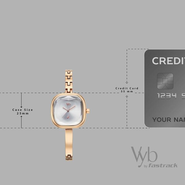 Vyb Aurora By Fastrack Quartz Analog Silver Dial Rose Gold Metal Strap Watch For Girls - image number 3
