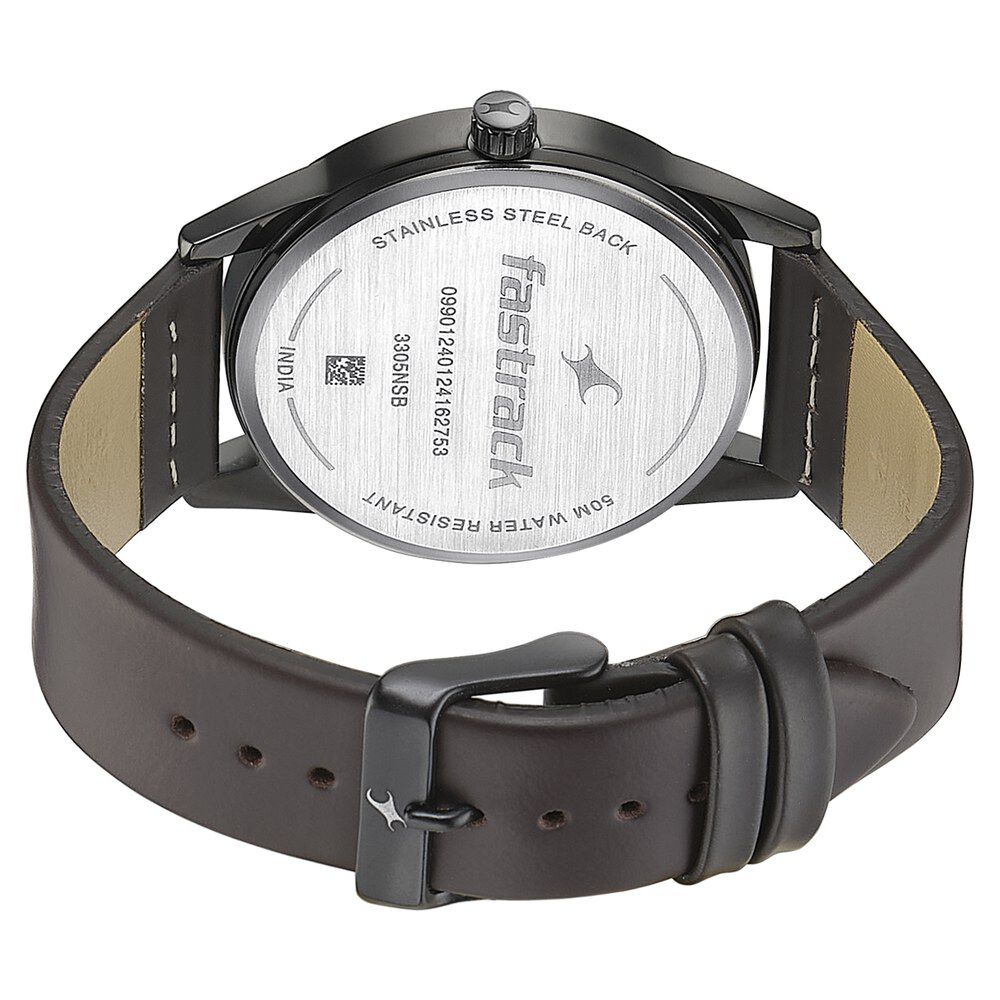 Buy Online Fastrack Stunners Quartz Analog Green Dial Leather Strap Watch for Guys 3305nl01 Fastrack